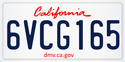 CA license plate 6VCG165