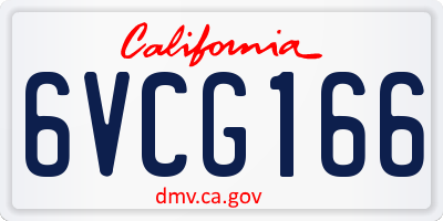 CA license plate 6VCG166
