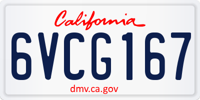 CA license plate 6VCG167