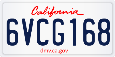 CA license plate 6VCG168