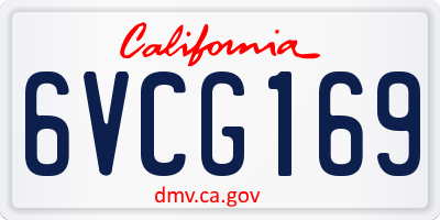 CA license plate 6VCG169