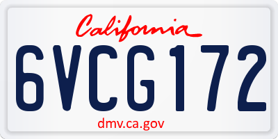 CA license plate 6VCG172