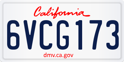 CA license plate 6VCG173