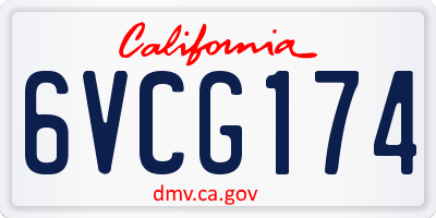 CA license plate 6VCG174