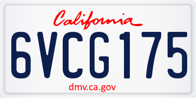 CA license plate 6VCG175