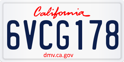CA license plate 6VCG178