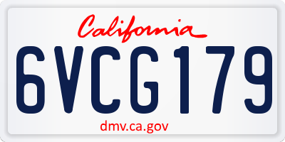 CA license plate 6VCG179