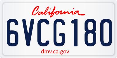 CA license plate 6VCG180