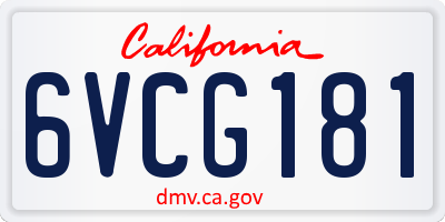 CA license plate 6VCG181