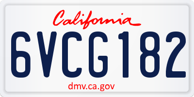 CA license plate 6VCG182