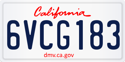 CA license plate 6VCG183