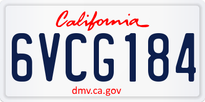 CA license plate 6VCG184