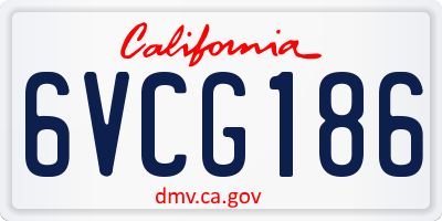 CA license plate 6VCG186