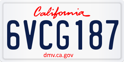 CA license plate 6VCG187