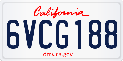 CA license plate 6VCG188