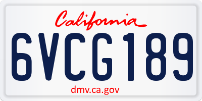 CA license plate 6VCG189