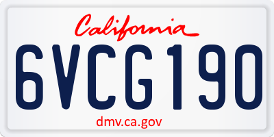 CA license plate 6VCG190