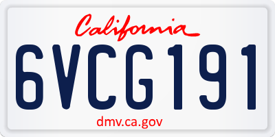 CA license plate 6VCG191