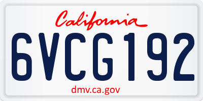CA license plate 6VCG192