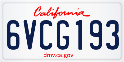 CA license plate 6VCG193