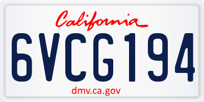 CA license plate 6VCG194