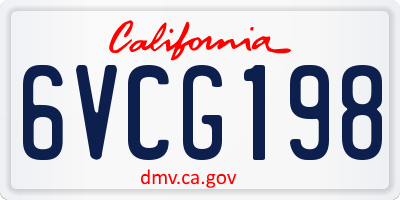 CA license plate 6VCG198