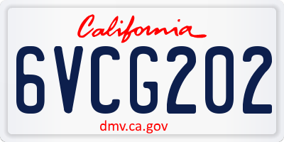 CA license plate 6VCG202