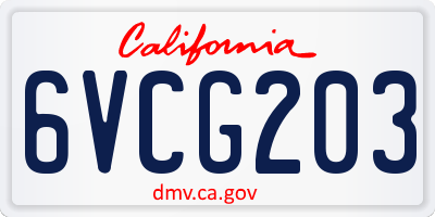 CA license plate 6VCG203