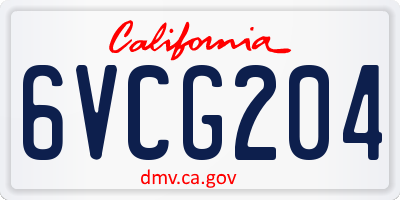 CA license plate 6VCG204