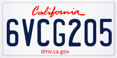 CA license plate 6VCG205