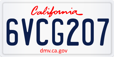 CA license plate 6VCG207