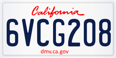CA license plate 6VCG208