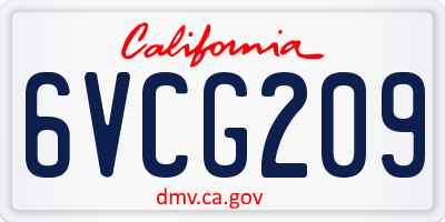 CA license plate 6VCG209