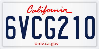 CA license plate 6VCG210