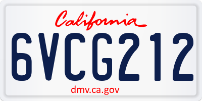 CA license plate 6VCG212