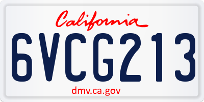 CA license plate 6VCG213