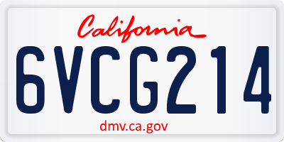 CA license plate 6VCG214