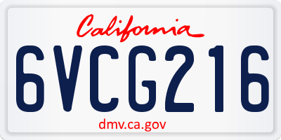 CA license plate 6VCG216