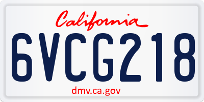 CA license plate 6VCG218