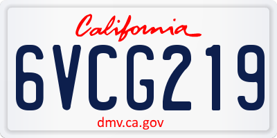CA license plate 6VCG219