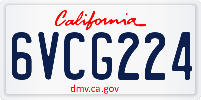CA license plate 6VCG224