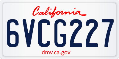 CA license plate 6VCG227