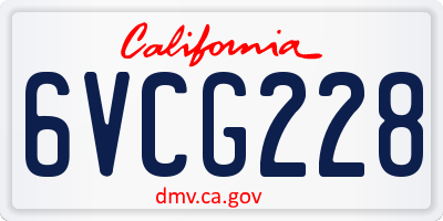 CA license plate 6VCG228
