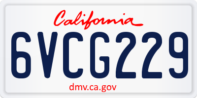 CA license plate 6VCG229