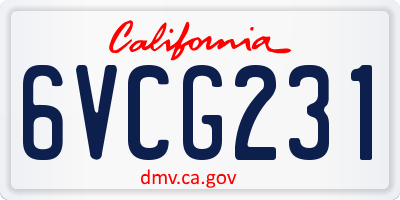 CA license plate 6VCG231
