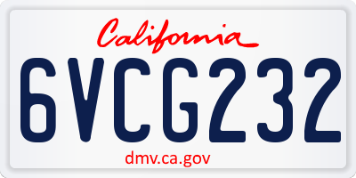 CA license plate 6VCG232
