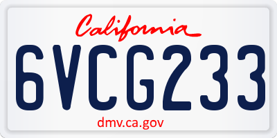 CA license plate 6VCG233