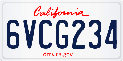 CA license plate 6VCG234