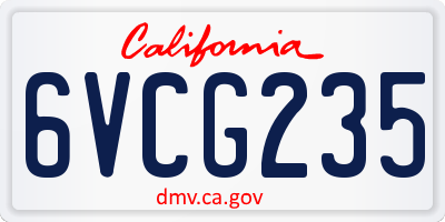 CA license plate 6VCG235