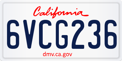 CA license plate 6VCG236